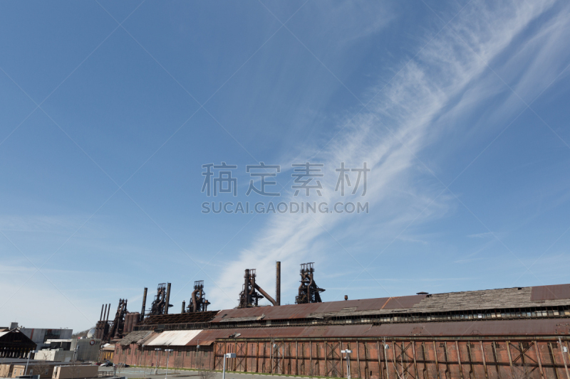 被抛弃的,宾夕法尼亚,伯利恒,过时的,钢厂,垃圾,天空,艾默伊登,水平画幅,无人