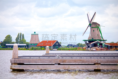 磨坊,荷兰,河流,赞丹市,商用码头,风,能源,运河,涡轮,齿轮