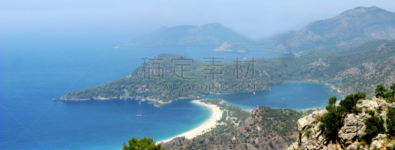 俄鲁丹尼斯,全景,海滩,土耳其,蓝湖,斐提耶,自然,水平画幅,无人,蓝色