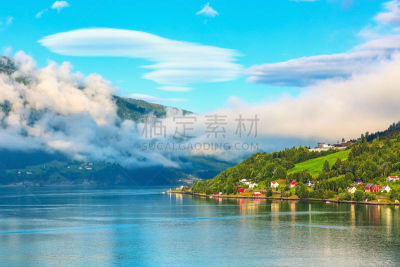 地形,乡村,峡湾,挪威,水,水平画幅,旅行者,夏天,户外,湖