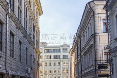 莫斯科,居住区,街道,在中心,在之间,泳道,天空,美,外立面,水平画幅