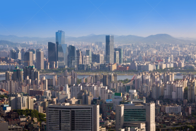 首尔,城市天际线,市区,城市,韩国,江南区,水平画幅,山,建筑,无人