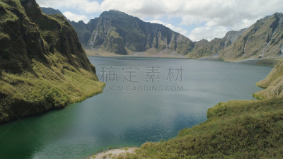 菲律宾,吕宋岛,皮纳图博火山,火山湖,水,天空,水平画幅,山,无人,户外