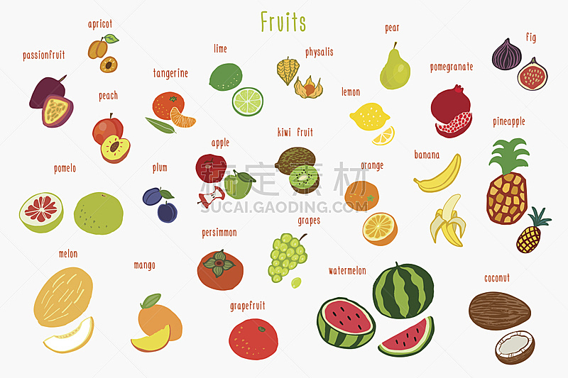 水果,彩色图片,酸浆属,西番莲,柿子树,清新,食品,维生素,柠檬,西瓜