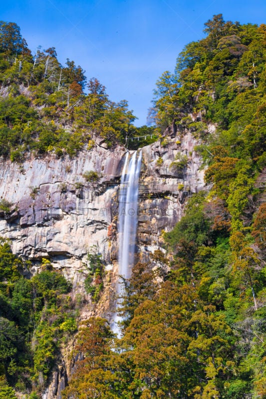 拉奇瀑布,和歌山县,日本,那智胜浦町,熊野市,熊野古道,nanki kumano,谷边,岩面,东海区