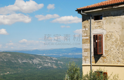 建筑外部,莫托文,天空,褐色,水平画幅,山,无人,东欧,古老的,百叶窗