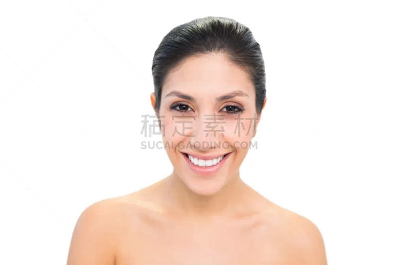 注视镜头 棕色头发 快乐 正面视角 美 水平画幅 美人 纯净 干净 完美图片素材下载 稿定素材