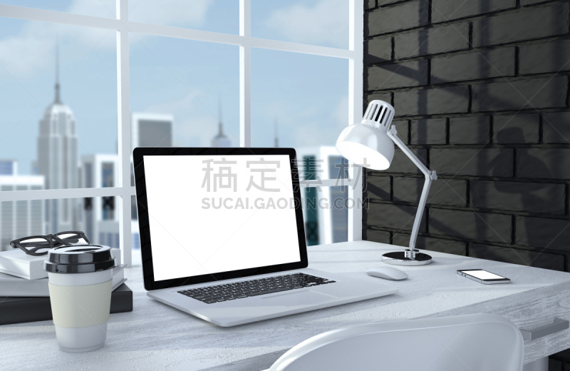 桌子,组物体,办公室,绘画插图,枉费心机,笔记本电脑,水平画幅,电话机,无人,架子