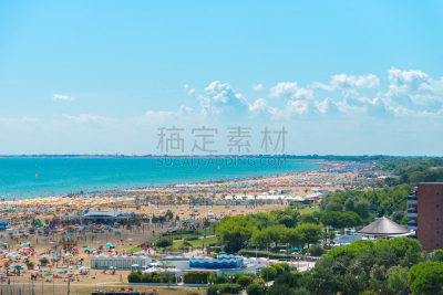 两个物体,苏打,风景,亚得里亚海,海滩遮阳伞,夏至,威尼斯礁湖,广角拍摄,天空,水平画幅