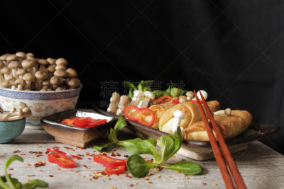 蔬菜,高雅,日本食品,春卷,姬菇,餐具,褐色,胡萝卜,水平画幅,素食