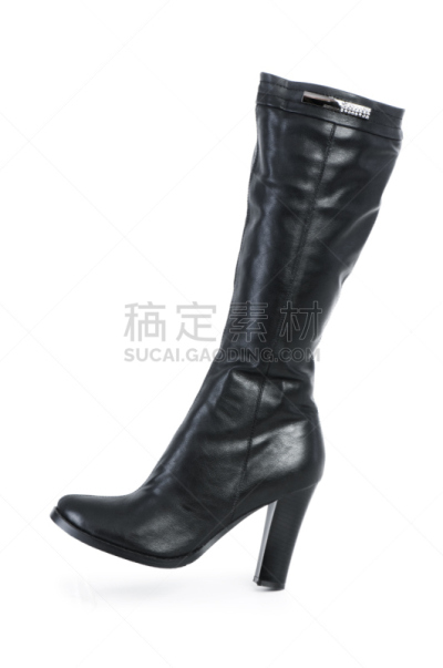白色背景,黑色,靴子,分离着色,垂直画幅,无人,衣服,时尚,背景分离,高跟鞋