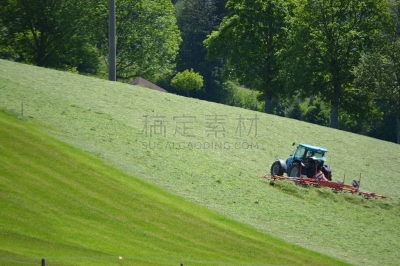 农业活动,草地,水平画幅,干草耙,户外,拖拉机,摄影