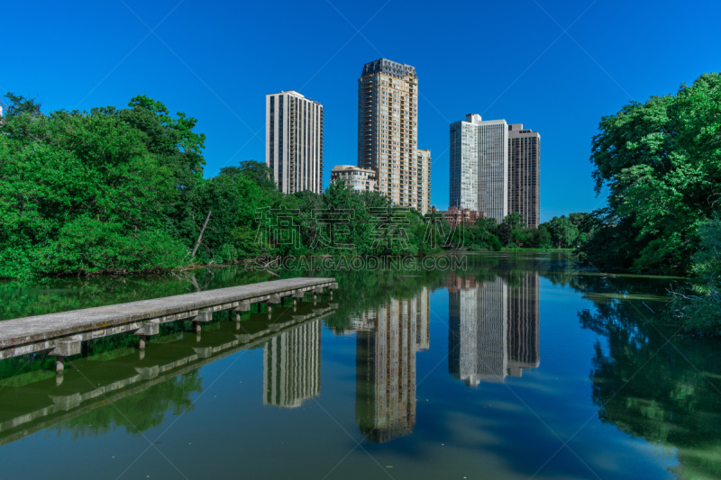 池塘,芝加哥市,北,建筑外部,侧面视角,美国中西部地区,城市生活,伊利诺斯州,公园,林肯公墓