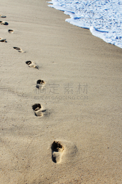 沙子,脚印,勃朗特海滩,潮汐,垂直画幅,水,天空,美,无人,夏天