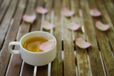 桌子,木制,粉色,花瓣,茶杯,玫瑰,茉莉,月橘,艺术,水平画幅