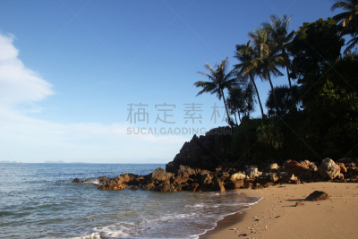 沙子,海滩,蓝色,海洋,风景,棕榈树,蓝塔岛,甲米,安达曼海,水