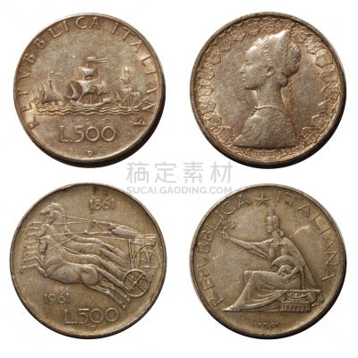 里拉符号,过时的,银牌,商务,意大利里拉,过去,两个物体,背景分离,背面视角,古董