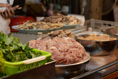 食品,街道,小贩,商品,传统,蔬菜,肉,晚餐,饮食,膳食