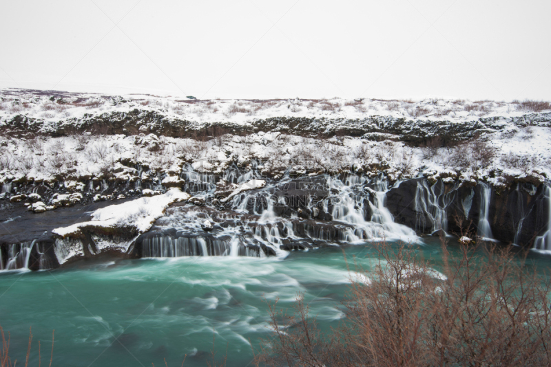 hraunfossar,冰岛国,瀑布,冬天,冰岛马,卡斯基德山脉,气氛,熔岩,火山地形