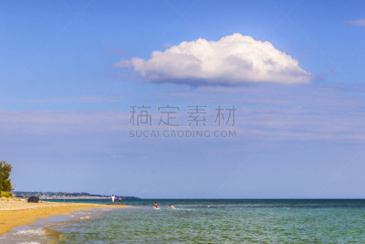 莱切,萨伦托,夏天,海滩,意大利,海岸线,阿普利亚,莱乌卡,打水仗游戏,海滩遮阳伞
