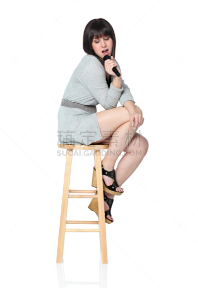 吧椅,女人,麦克风,传声器架,砰,噪声,背景分离,艺术家,一个人,凉鞋
