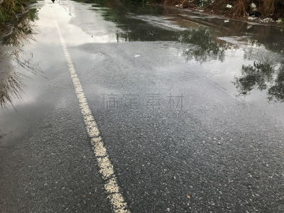 湿,雨,路,滑的,水,天空,水平画幅,夜晚,平视角