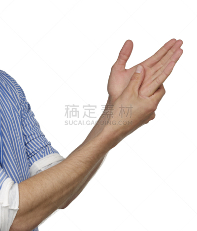 手,双手摩擦,垂直画幅,四肢,小的,手势语,拇指,白色背景,背景分离