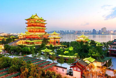建筑,古典风格,水,公园,水平画幅,夜晚,无人,户外,都市风景,长江