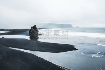 冰岛国,海滩,水,水平画幅,沙子,无人,火山地形,大西洋,夏天,户外