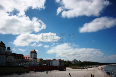 海滩,岛,风景,波罗的海,散步道,宾茨,铁轨轨道,水,天空,休闲活动