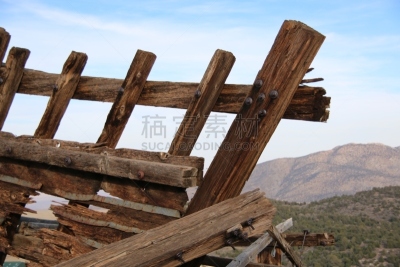 运气,建筑结构,轴座,黄金,圣伯那丁诺,水平画幅,加州淘金热,无人,木材,巨熊湖