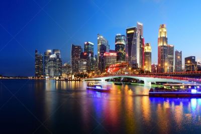新加坡市,都市风景,全景,新加坡,滨海湾 ,金融区,城市天际线,码头周围,水平画幅,银行