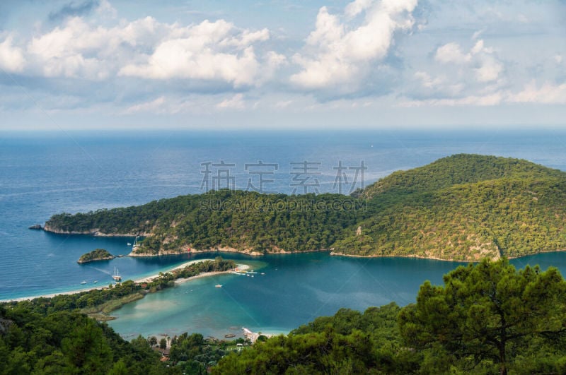 泻湖,俄鲁丹尼斯,自然美,土耳其,海港,海岸线,绿松石色,背景,地中海,水湾