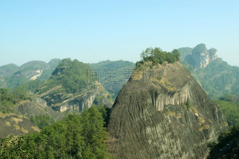 福建省,地形,山,中国,武夷山,自然,天空,水平画幅,绿色,岩石