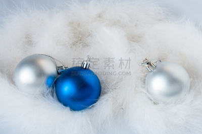 球,银色,蓝色,白色,新年前夕,圣伯纳犬,新的,幸福,水平画幅
