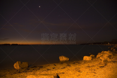 海港,黎明,星星,行星,在下面,巴泽兹湾,马萨诸塞,水,天空,水平画幅