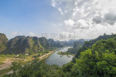 地形,宁平省,田地,越南,山,河流,切片食物,顶部,风景,石灰石