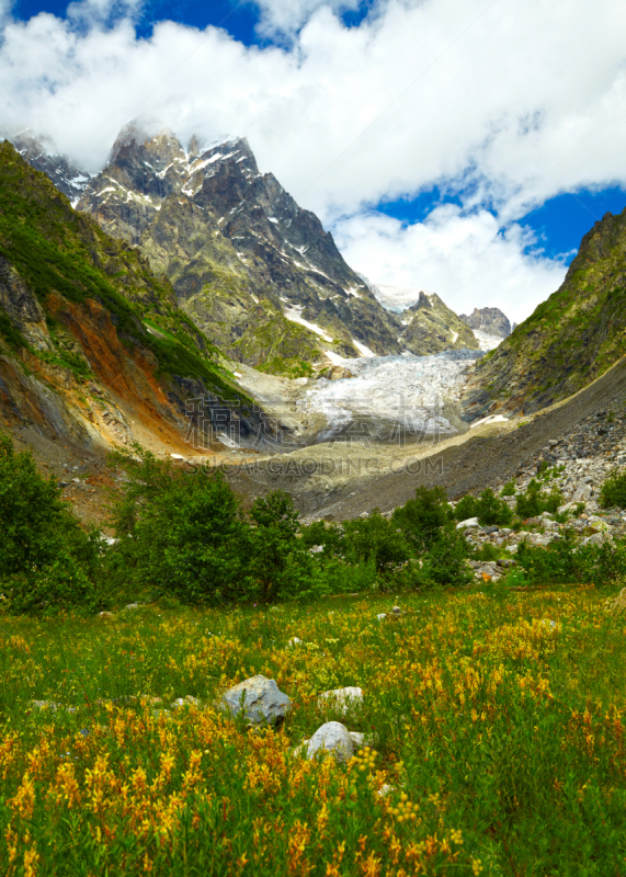 格鲁吉亚,冰河,山,国内著名景点,寒冷,野生动物,雪,自然美,春天,巨石