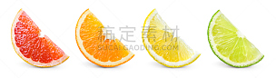 酸橙,切片食物,柠檬,葡萄柚,橙子,柑橘属,白色背景,分离着色,香橼,一个物体