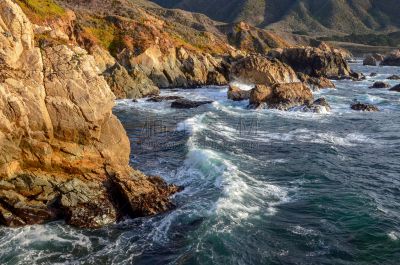海浪,悬崖,戏剧性的天空,岩石海岸线,加利福尼亚,海岸线,波浪,加利福尼亚州路线1,岩石,户外