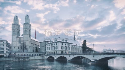 苏黎士,城镇,风景,冬天,湖,古老的,鸟类,停泊的,铃,建筑