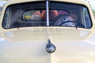 皮卡车,稻草人,古董,水平画幅,葫芦,秋天,南瓜,车徽,菊花,方向盘