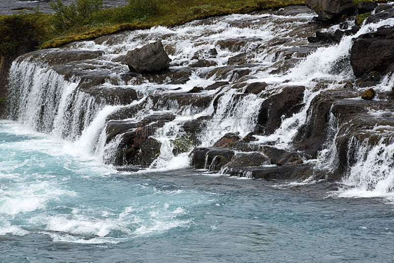 hraunfossar,岛,无人,瀑布,2015年,图像,户外,水平画幅,冰岛国,山脉