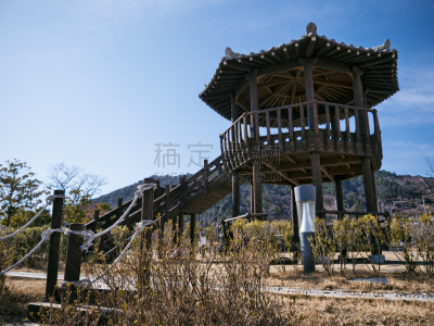 传统,韩国,朝鲜半岛,城市,丽水,藤架,云,树荫,公园,著名景点