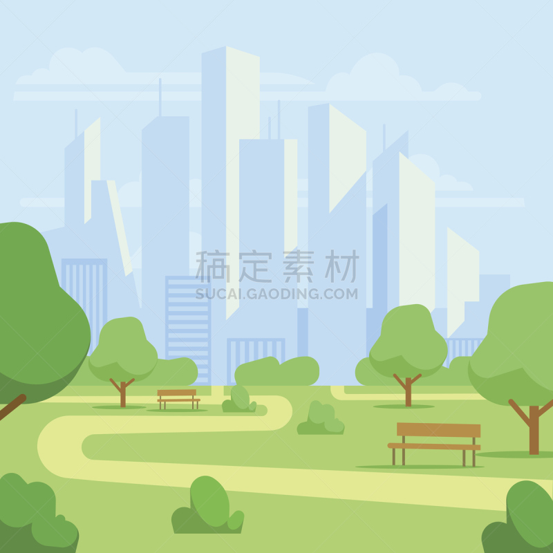 公园,城市,绘画插图,卡通,都市风景,矢量,风景,长椅,地形,公园长椅