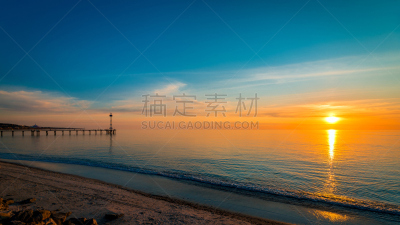海洋,南澳大利亚,在上面,不来顿和荷甫,阿德莱德市,水,美,水平画幅,沙子,日落