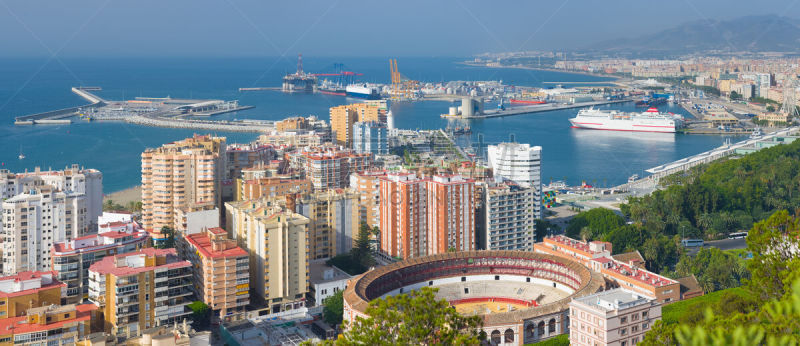 全景,马拉加省,水,天空,度假胜地,水平画幅,无人,海港,夏天,户外