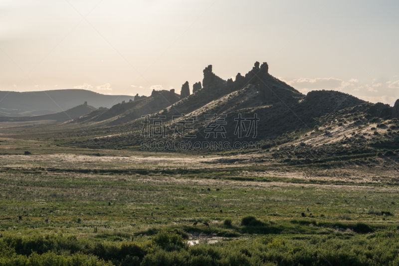 岩石,塔,田地,在上面,自然,天空,美国,旅游目的地,水平画幅,云