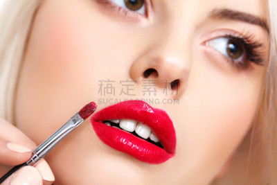 彩妆,人的眼睛,女人,红色,嘴唇,自然美,美,水平画幅,美人,化妆用品