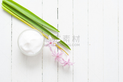 面霜,风信子,留白,水平画幅,高视角,无人,spa美容,奶油,乡村风格,化妆用品